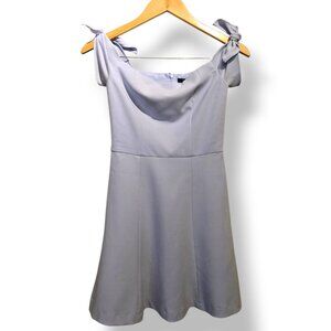 French Connection Off The Shoulder Mini Dress Fit Flare size 2 Tie Bows Blue